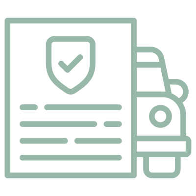 Car insurance document icon with vehicle.