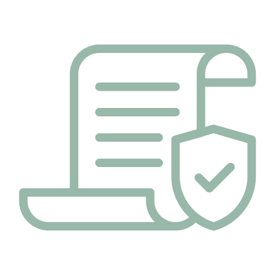Document icon with a checkmark shield.