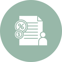 Frame 1618873502 Document icon with percentage and person symbols.