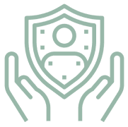 Mask group-2 Hands holding shield with person icon.