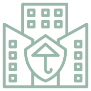 Mask group-3 Building with umbrella shield icon design.
