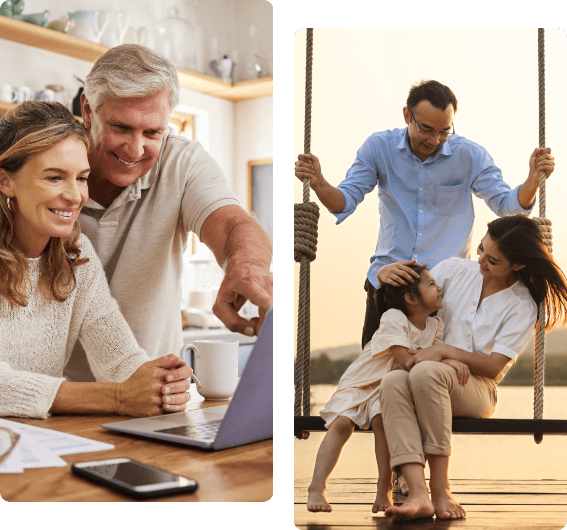 h2 02 Couples enjoying family time and digital work.