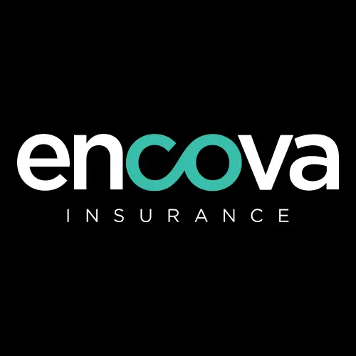 A black and white logo of encova insurance.